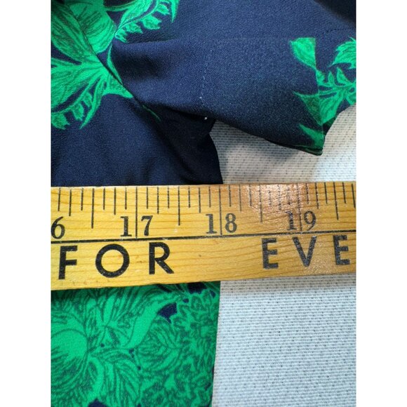 J.Crew Silk Ruffle Blouse Top in Beanstalk Stripe Womens Size 0 Navy Green Retro - Picture 8 of 11